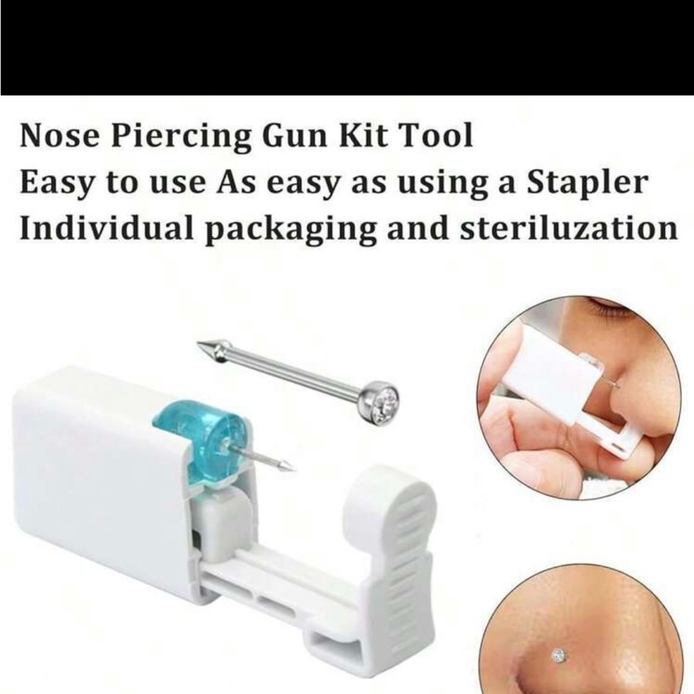 Nose Piercing Gun Kit Tool in White 4 pcs
